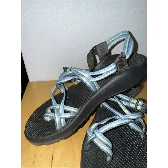 Chaco Sandals Blue/Wht Sz 9 Non Marking ZX Classic Vibram Soles Beach Summer - Picture 3 of 10
